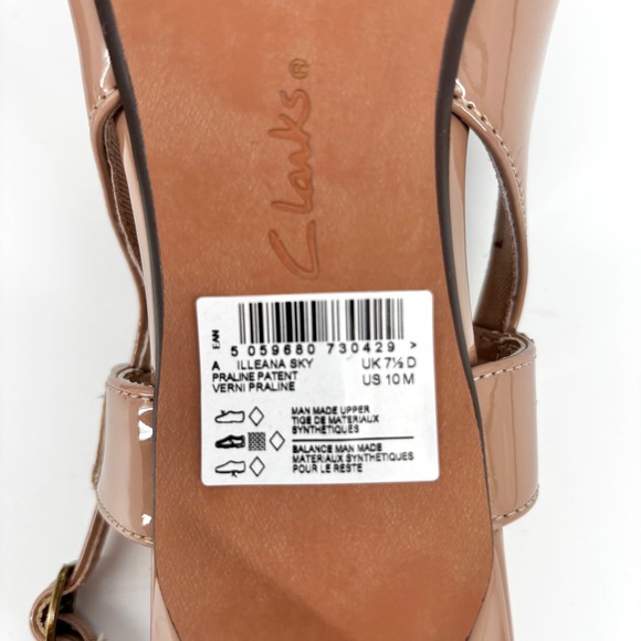 Clarks Collection Illeana Sky Praline‎ Patent sz 10 Tan Slingback Heels Pumps - Picture 9 of 9